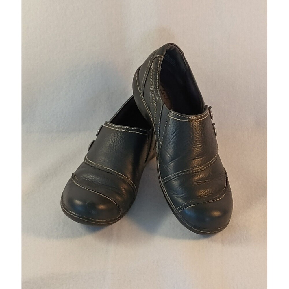 Clarks Bendables Women's Blue Slip-on Leather Loafers Shoes Size 9.5
